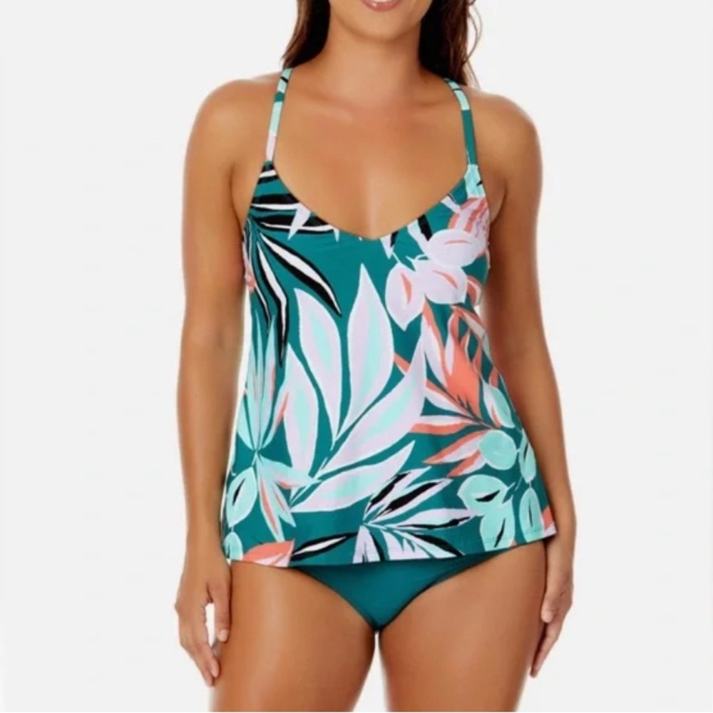 NWT Anne Cole Swim Pullover Triangle Tankini Top zesty trop